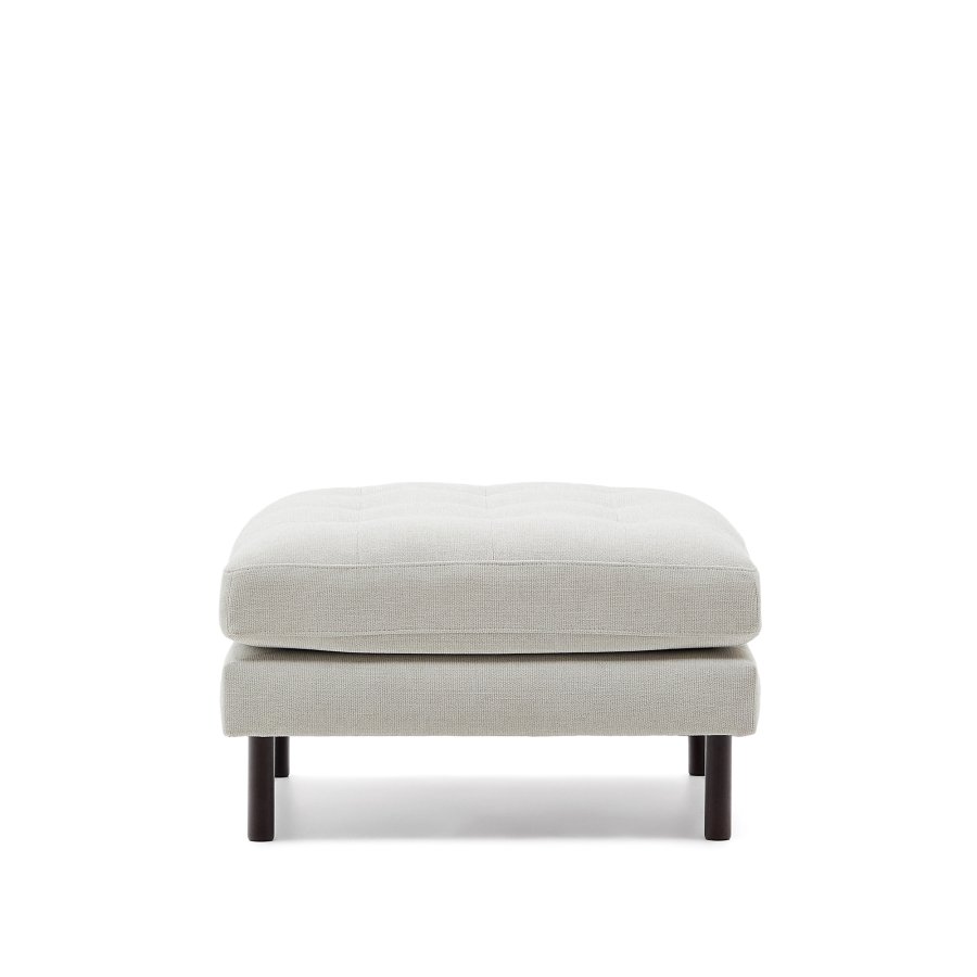 KAVE HOME Debra fodskammel, kvadratisk - perlemor chenille med ben i weng&eacute;finish (80x80)