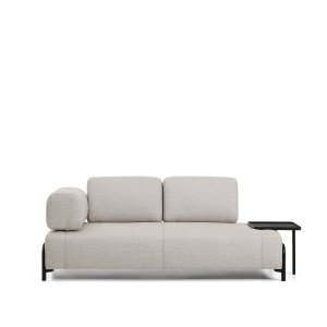 KAVE HOME Compo 2-pers. modul sofa, m. stort bakkebord - gr� stof og sort metal (200cm)