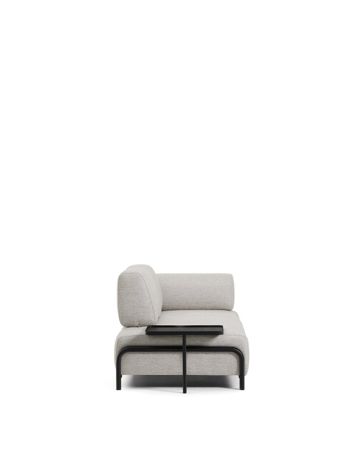 KAVE HOME Compo 2-pers. modul sofa, m. stort bakkebord - gr� stof og sort metal (200cm)