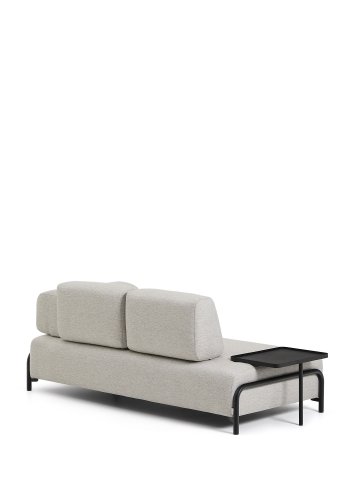 KAVE HOME Compo 2-pers. modul sofa, m. stort bakkebord - gr� stof og sort metal (200cm)
