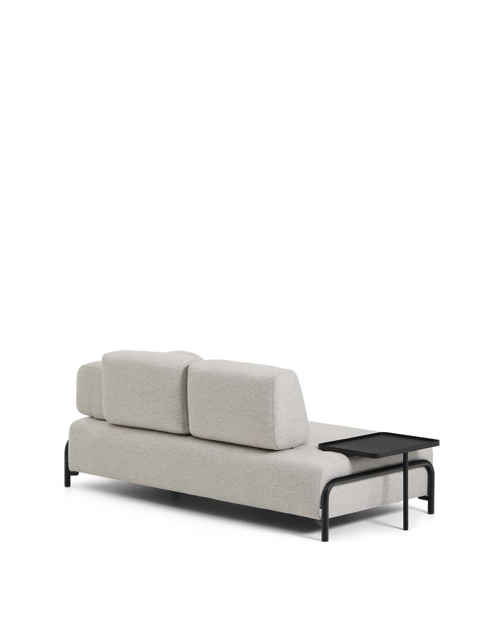 KAVE HOME Compo 2-pers. modul sofa, m. stort bakkebord - gr� stof og sort metal (200cm)