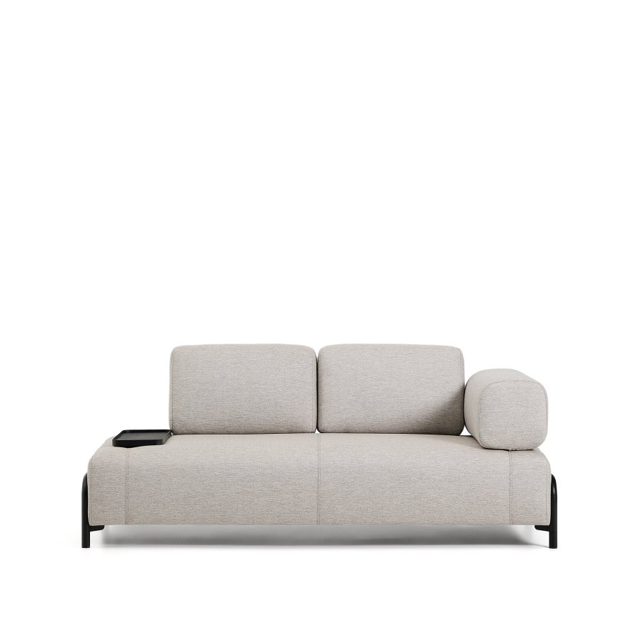 KAVE HOME Compo 2-pers. modul sofa, m. lille bakkebord - gr� stof og sort metal (200cm)
