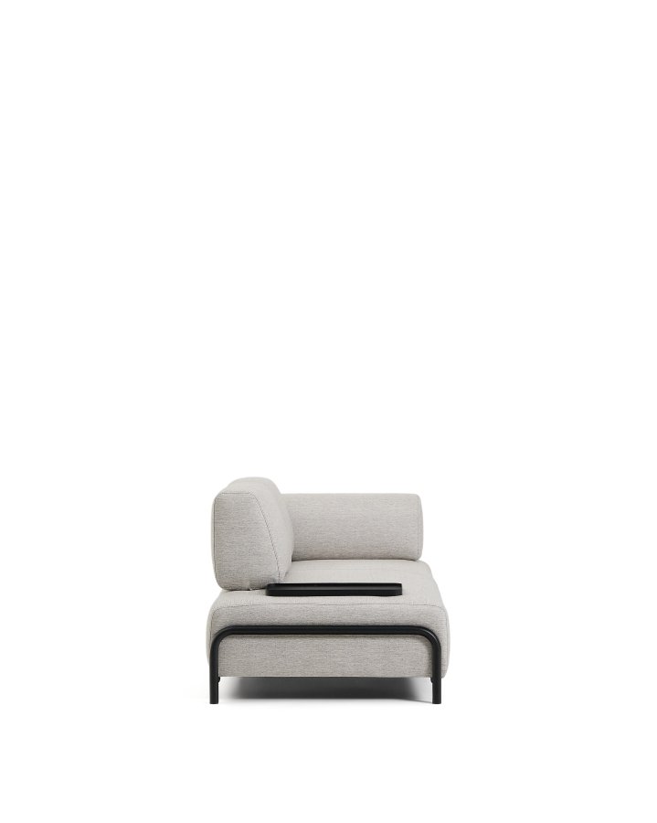 KAVE HOME Compo 2-pers. modul sofa, m. lille bakkebord - gr� stof og sort metal (200cm)