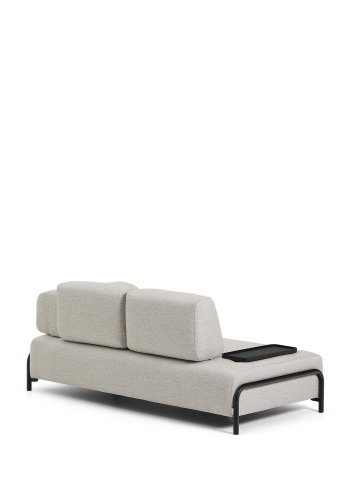 KAVE HOME Compo 2-pers. modul sofa, m. lille bakkebord - gr� stof og sort metal (200cm)