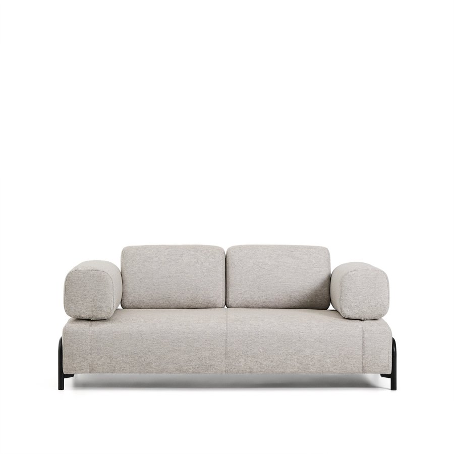 KAVE HOME Compo 2-pers. sofa - gr� stof og sort metal (200cm)