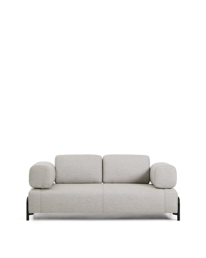 KAVE HOME Compo 2-pers. sofa - gr� stof og sort metal (200cm)