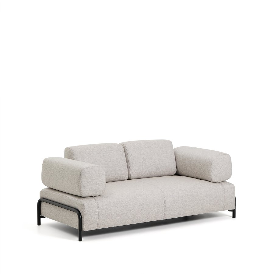 KAVE HOME Compo 2-pers. sofa - gr� stof og sort metal (200cm)