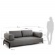 KAVE HOME Compo 3-sits Soffa - Gr� Polyester och St�l