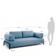 KAVE HOME Compo 3-sits Soffa - Bl� Polyester och St�l