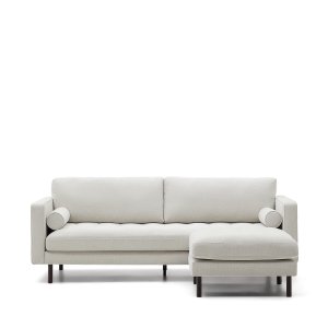 KAVE HOME Debra 3-sits soffa med p&auml;rl chenille fotst&ouml;d och weng&eacute; ben, 222 cm