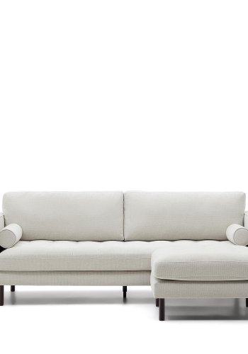 KAVE HOME Debra 3-sits soffa med p&auml;rl chenille fotst&ouml;d och weng&eacute; ben, 222 cm