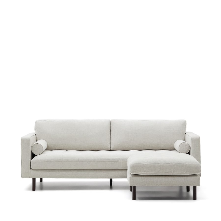 KAVE HOME Debra 3-sits soffa med p&auml;rl chenille fotst&ouml;d och weng&eacute; ben, 222 cm