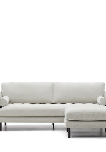 KAVE HOME Debra 3-sits soffa med p&auml;rl chenille fotst&ouml;d och weng&eacute; ben, 222 cm