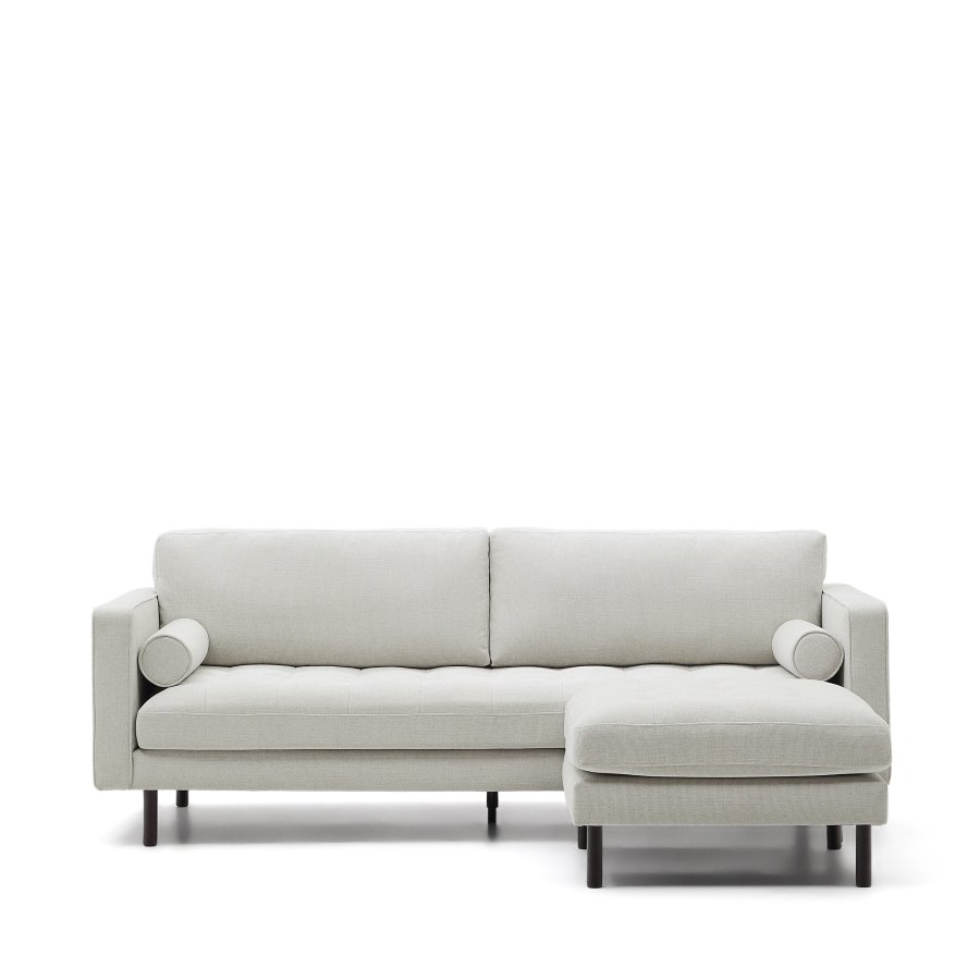 KAVE HOME Debra 3-sits soffa med p&auml;rl chenille fotst&ouml;d och weng&eacute; ben, 222 cm