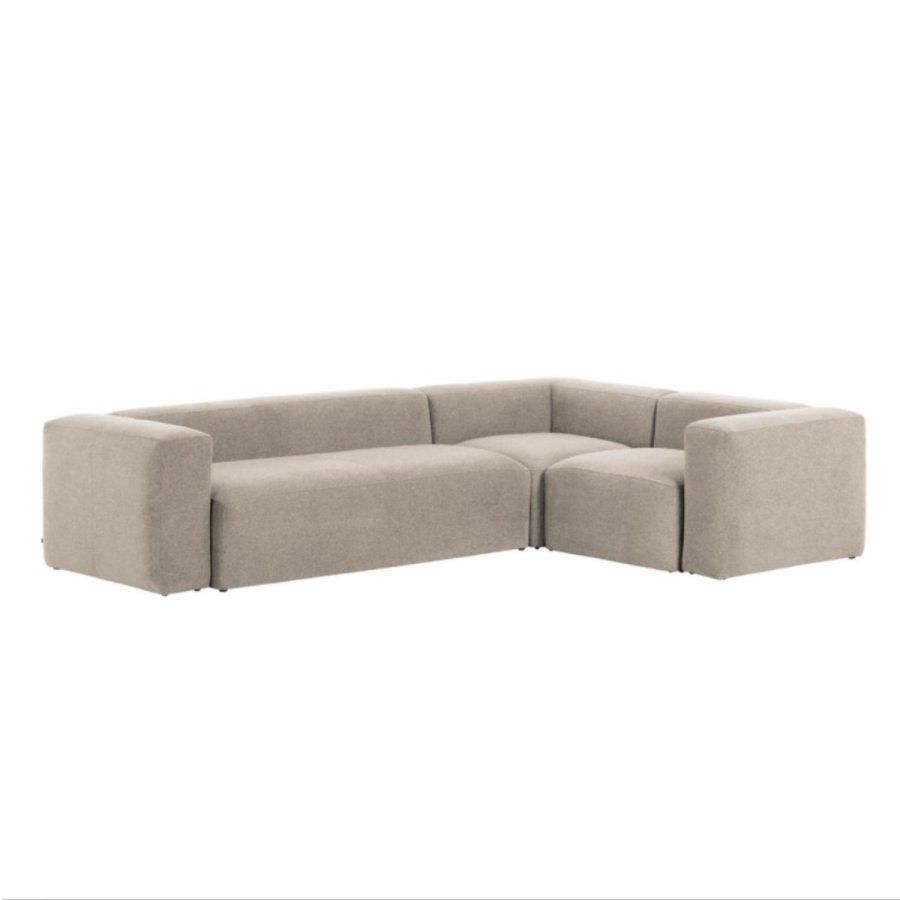 KAVE HOME Block hjrnesofa - beige polyester