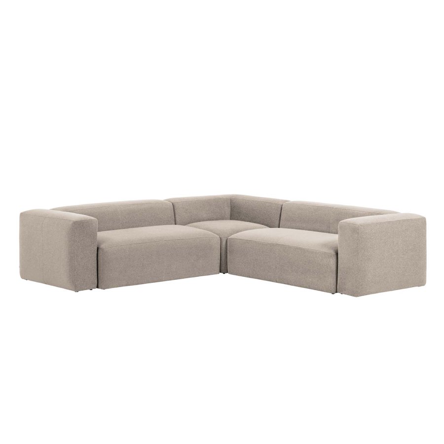 KAVE HOME Block hjrnesofa - beige polyester