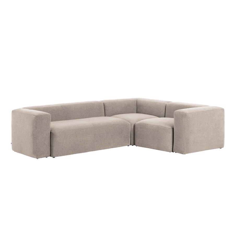 KAVE HOME Block hjrnesofa - beige polyester