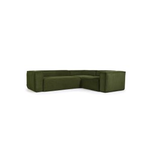KAVE HOME Blok 3 personers hjrnesofa - grn corduroy fljl (290x230 cm)
