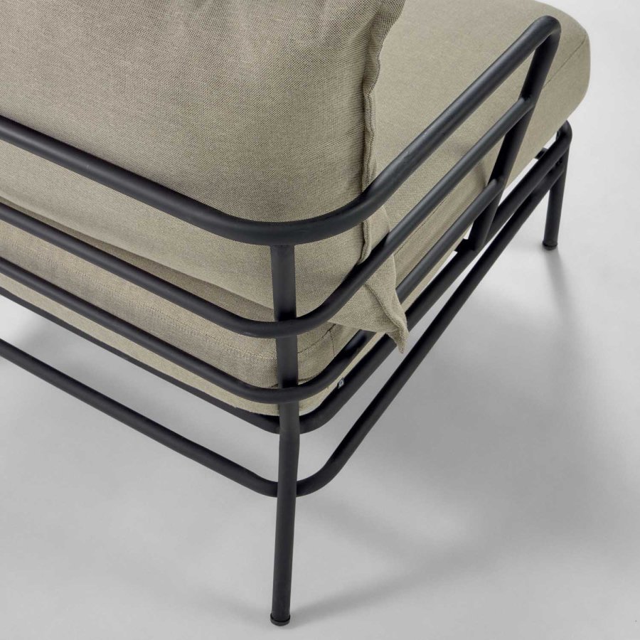 KAVE HOME Mareluz hagestol, med armlener - gr polyester og sort stl