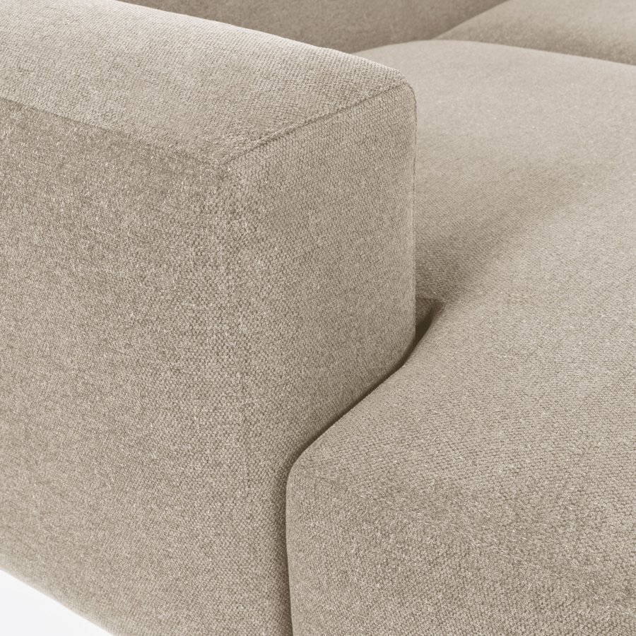 KAVE HOME Block 3-manns sofa, med venstre sjeselong - beige stoff
