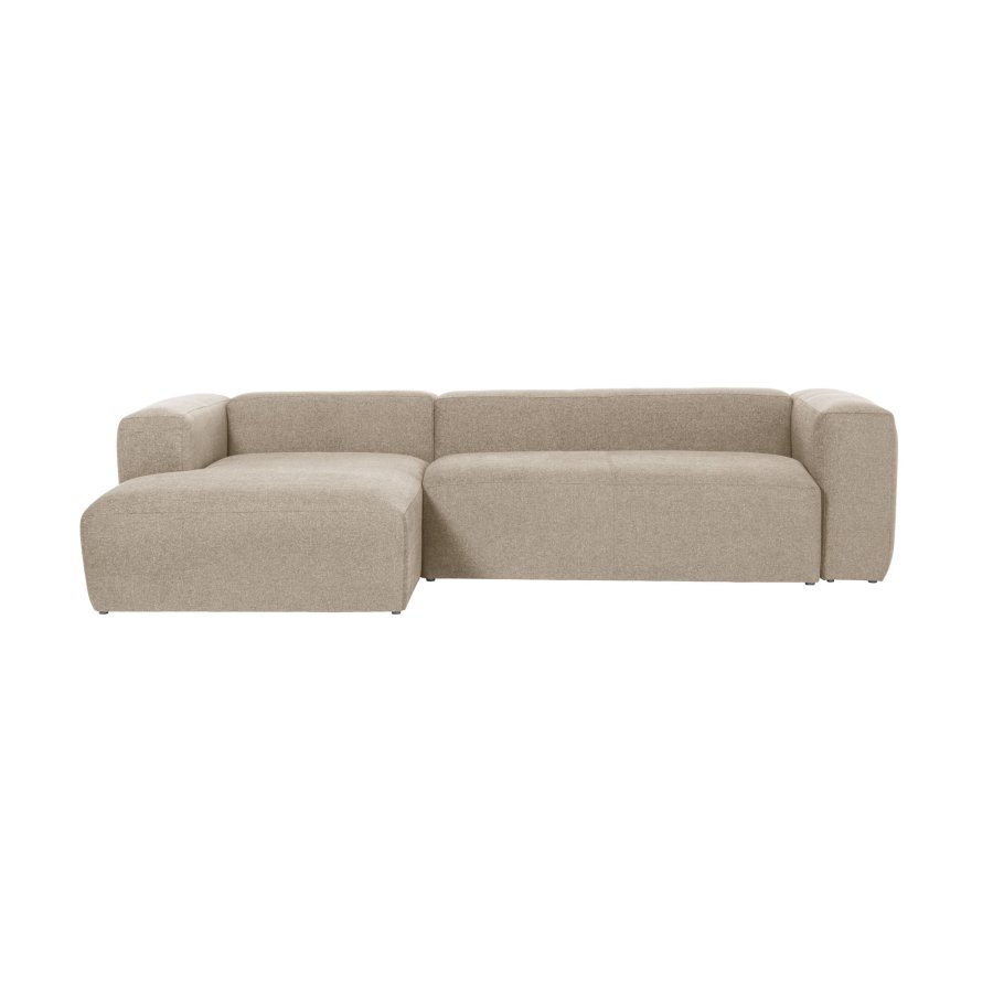 KAVE HOME Block 3-manns sofa, med venstre sjeselong - beige stoff