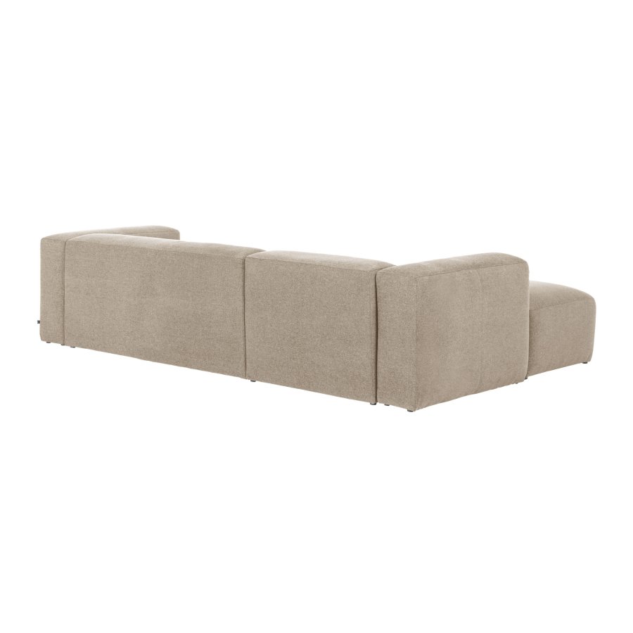 KAVE HOME Block 3-manns sofa, med venstre sjeselong - beige stoff