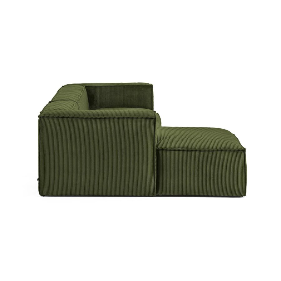 KAVE HOME Blok 3-manns sofa, med venstre sjeselong - grnn kordflyel (300 cm)