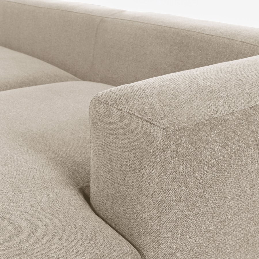 KAVE HOME Block 3-manns sofa, med hyre sjeselong - beige stoff