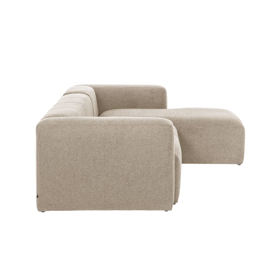 KAVE HOME Block 3-manns sofa, med hyre sjeselong - beige stoff