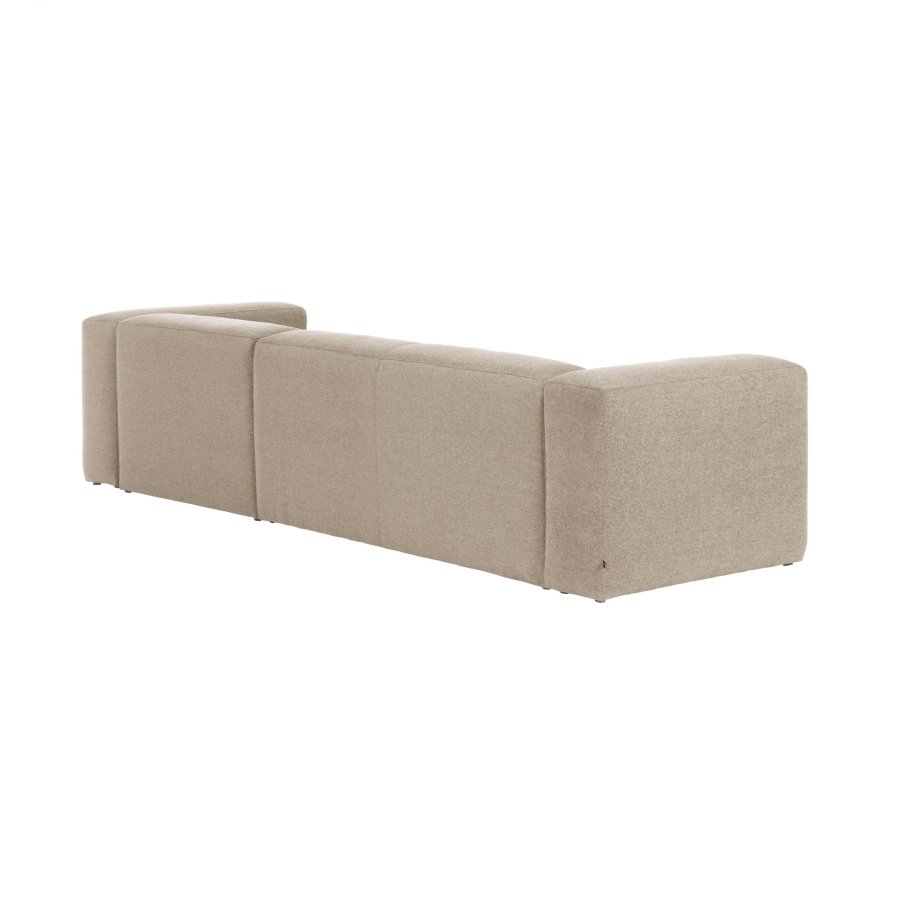 KAVE HOME Block 3-manns sofa, med hyre sjeselong - beige stoff