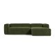 KAVE HOME Blok 3-manns sofa, med hyre sjeselong - grnn kordflyel (300 cm)