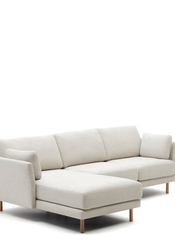 KAVE HOME Gilma 3-manns sofa, med hyre/venstre sjeselong - perlemor-chenille og naturlige ben (260cm)