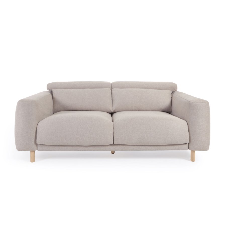 KAVE HOME Singa 3-manns sofa - beige stoff og naturlig bketre