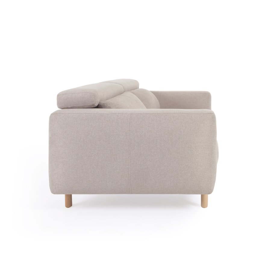 KAVE HOME Singa 3-manns sofa - beige stoff og naturlig bketre
