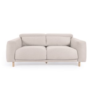 KAVE HOME Singa 3 pers. sofa - hvid stof og natur b�getr�