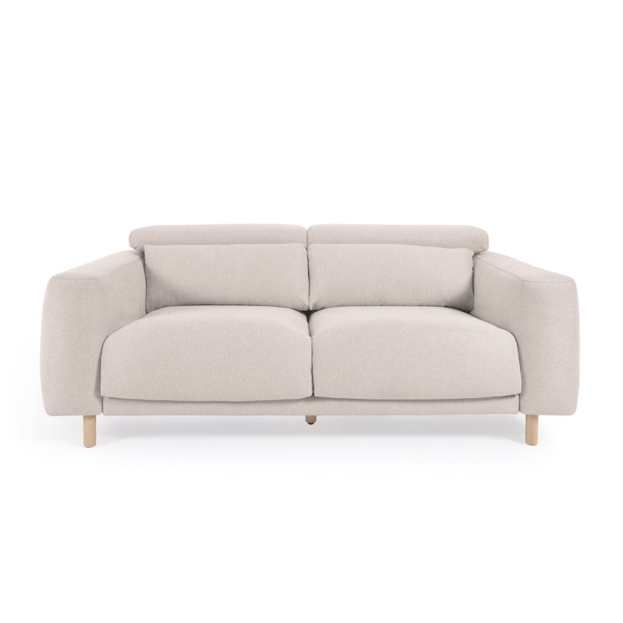 KAVE HOME Singa 3 pers. sofa - hvid stof og natur b�getr�