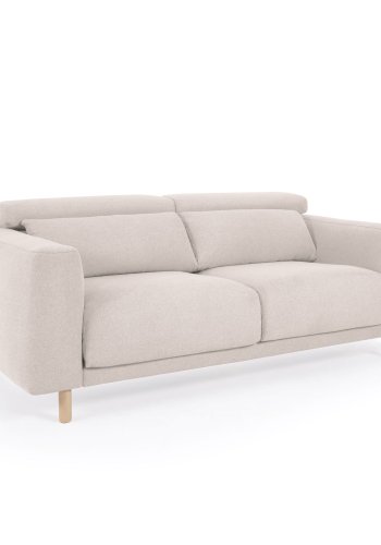 KAVE HOME Singa 3 pers. sofa - hvid stof og natur b�getr�