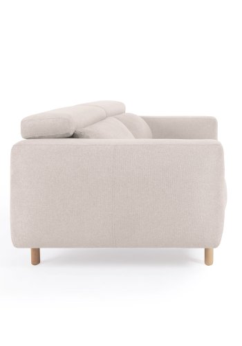 KAVE HOME Singa 3 pers. sofa - hvid stof og natur b�getr�