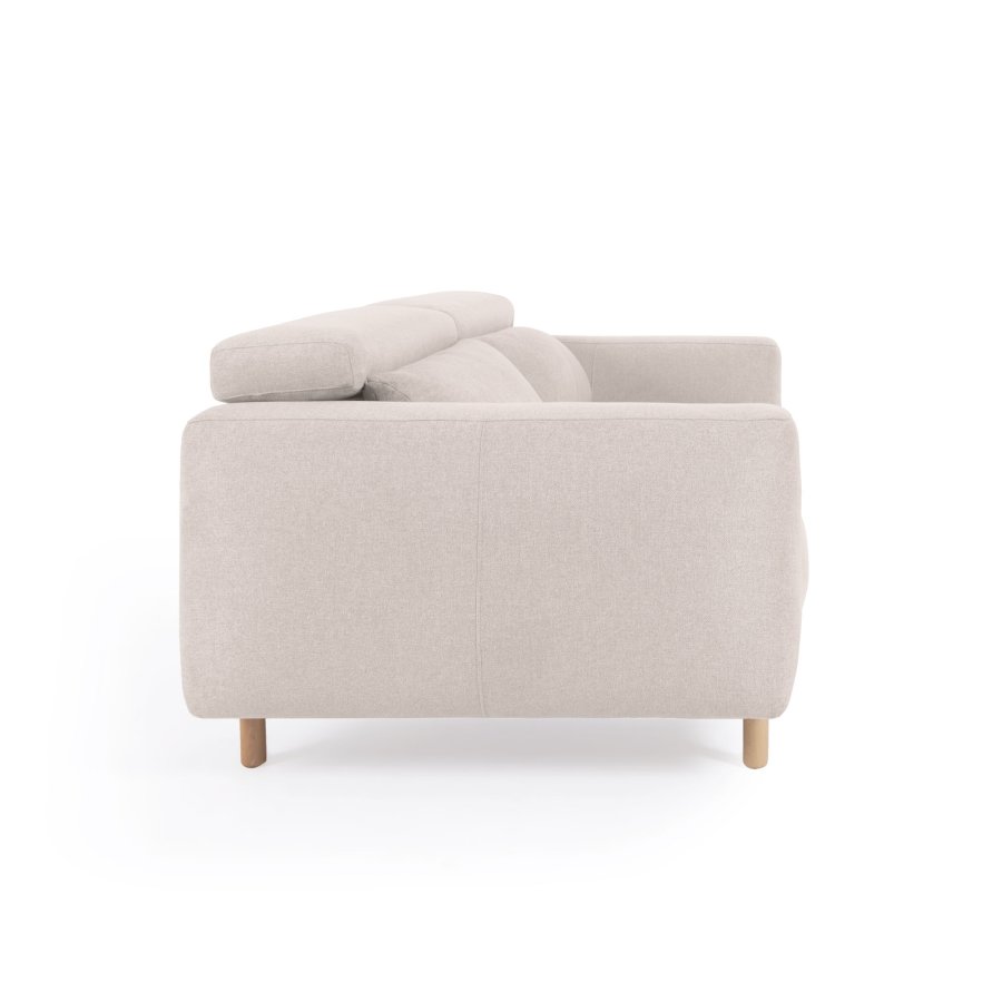 KAVE HOME Singa 3 pers. sofa - hvid stof og natur b�getr�