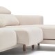 KAVE HOME Singa 3 pers. sofa, m. h�jre chaiselong - hvid stof og natur b�getr�