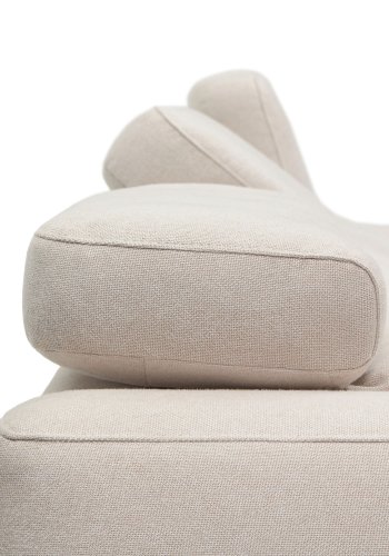 KAVE HOME Singa 3 pers. sofa, m. h�jre chaiselong - hvid stof og natur b�getr�