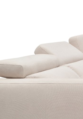 KAVE HOME Singa 3 pers. sofa, m. h�jre chaiselong - hvid stof og natur b�getr�
