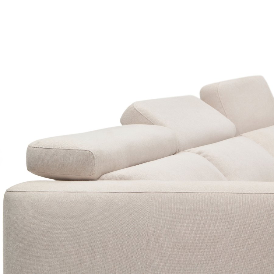 KAVE HOME Singa 3 pers. sofa, m. h�jre chaiselong - hvid stof og natur b�getr�