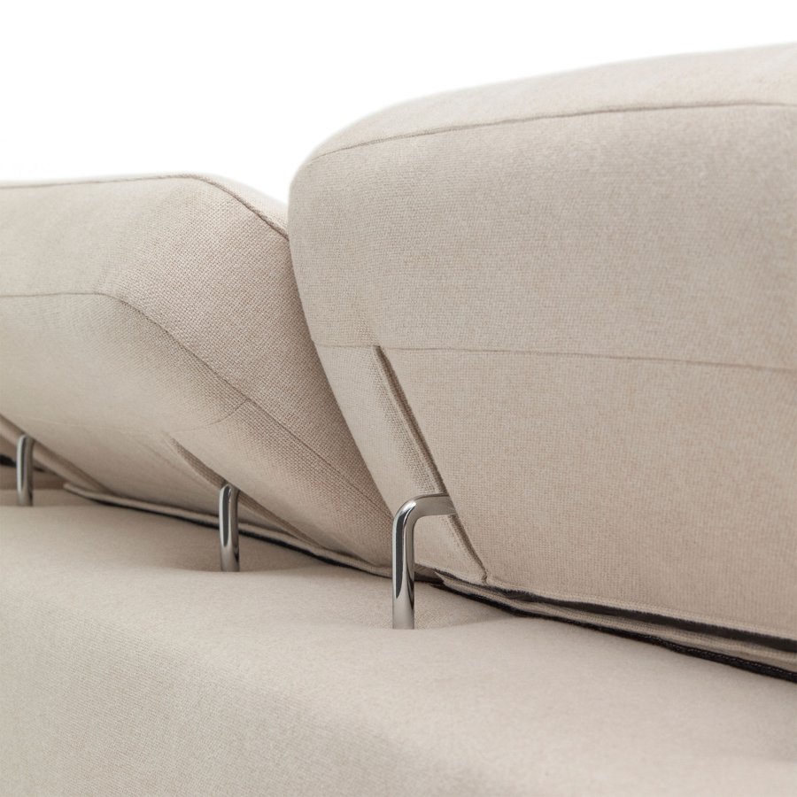 KAVE HOME Singa 3 pers. sofa, m. h�jre chaiselong - hvid stof og natur b�getr�