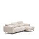KAVE HOME Singa 3 pers. sofa, m. h�jre chaiselong - hvid stof og natur b�getr�