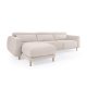 KAVE HOME Singa 3 pers. sofa, m. venstre chaiselong - hvid stof og natur b�getr�