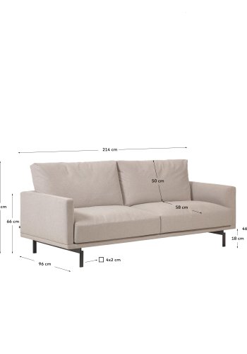 KAVE HOME Galene 3-seters sofa - beige resirkulerte fibre og jern