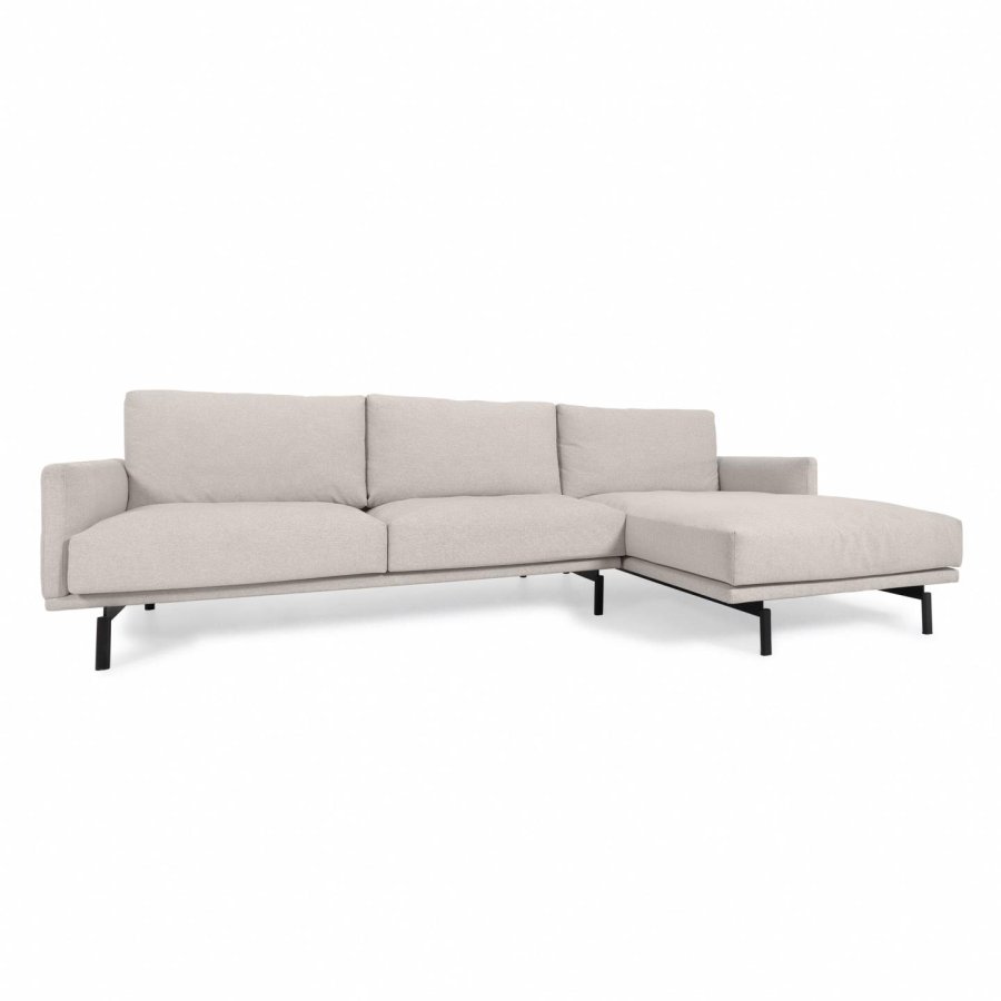 KAVE HOME Galene 4-manns sofa, med hyre sjeselong - beige resirkulerte fibre og jern