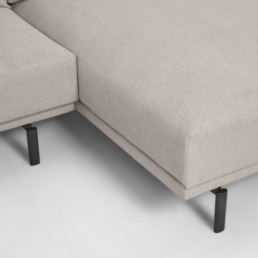 KAVE HOME Galene 4-manns sofa, med hyre sjeselong - beige resirkulerte fibre og jern