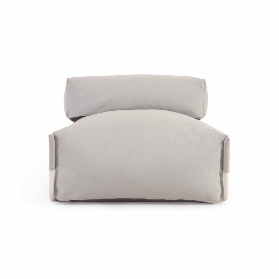 KAVE HOME Firkantet modul for hagesofa, med ryggsttte - lysegr stoff og hvit aluminium (101x101) 